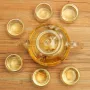 Borosilicate Glass Tea Pot Set Heat-resistant Teapot Warmer 6 Double Wall Tea Cups