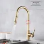 Rubinetto da cucina estraibile con sensore touch in oro spazzolato, rotazione a 360°, rubinetto da cucina intelligente, rubinetto con sensore, miscelatore monocomando