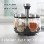 7Pcs Set Rotating Base Spice Seasoning Jar Set Kitchenware Creative Multifunctional Rotating Glass Spice Box Jars Set for Spices Pepper