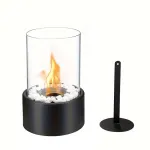 16x27cm Desktop Alcohol Fireplace Lamp Andedan kay la Asye Pur ti Portable Portable Stove Round Glass kreyatif Atmosfè kreyatif Lanp