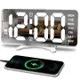 Smart LED Mirror Digital Clock Alarm Clock LED Digital Clock Auto Dimming Mirror Rechargeable Digital Clock for Bedrooms 4 Level Brightness&2 Level Volume