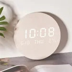 LED Wall Clock Silent Temperature Date Digital Display for Living Room Bedroom