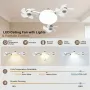 Elfeland Creative Drone-Style E27 LED Fan Light 2-in-1 Lighting & 3 Speed Fan with Remote Control Dimmable Timer for Living Room Bedroom