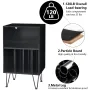 Hommpa Turntable Stand Black Record Player Stand with Vinyl Storage and LED Light Vinyl Record Storage Cabinet Holds Up to 100 Albums Record Player Table for Living Room Bedroom Office