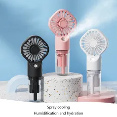 Mini Air Conditioner USB Rechargeable with Nanotechnology Cooling Mist Powerful Motor 4-Speed Wind Adjustable Efficient Cooling and Humidifying Function Ideal for Home Office and Dorm