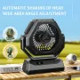 Ventilador de acampamento recarregável de 6000 mAh com luz LED Ventilador oscilante de teto portátil para áreas externas Carregamento tipo C Ângulos ajustáveis Controle de brilho Material resistente Ventilador de resfriamento de ar