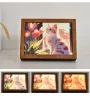 LED Illuminated Artwork Warm Modern Minimalist Design Rechargeable with Real Wood Frame Perfect Night Light and Home Decor Piece