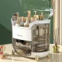 AGSIVO Large Cosmetic Storage Box Makeup Skincare Jewelry Lipstick Organizer Waterproof Dustproof Clear Design for Easy Visibility