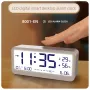 Despertador digital inteligente LCD com visor grande, termômetro, higrômetro, base antiderrapante, luz noturna, operado por bateria, design seguro com cantos arredondados para escritório doméstico e quarto