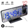 Relógio Despertador LED Espelho Tela Grande Display de Temperatura e Umidade com Rádio e Função de Projeção de Hora Relógio Eletrônico Recarregável