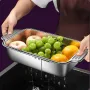 Kitchen Sink Drain Basket Retractable 304 Stainless Steel Drain Rack Vegetable Fruit Basin Bowl Chopsticks Dish Storage Rack
