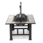 SINGLYFIRE 37 Inch Fire Pit Table with Grill for Outside Large Square Wood Burning firepit Heavy Duty Steel Pit Cooking with Spark Screen Log Grate Poker for Backyard Garden Camping