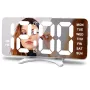 Smart LED Mirror Digital Clock Alarm Clock LED Digital Clock Auto Dimming Mirror Rechargeable Digital Clock for Bedrooms 4 Level Brightness&2 Level Volume