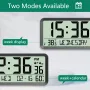 Grande sveglia digitale LCD con ampio display, termometro, igrometro e luce notturna, funzionamento a batteria, design con angoli arrotondati per casa, ufficio, camera da letto