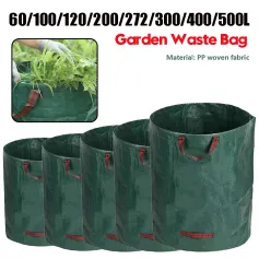 60L-500L Bahçe Yaprak Torbası Sapları Çok Amaçlı Saklama Çantası Bahçe Atıkları İçin Alet Evsel Yeniden Kullanılabilir Bahçe Çantası Büyük Kapasiteli Yaprak Torbası Hafif Çöp Kutusu Katlanabilir Bahçe Çöp Atık Konteyneri
