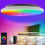 LIXINCORDA 24W 30cm Smart RGBCW LED Ceiling Light Works with Tuya WiFi APP Voice Control LED Ceiling Light Dimmable Music Sync Round Ceiling Light Ambient Light for Living Room Bedroom