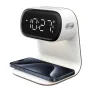 Portable Bedroom Touch Control Bedside Table Lamp Dimmable Digital Alarm Clock Wireless Charging Station for Bedroom, Bedside Office