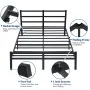 Lusimo Full Size Bed Frame with Headboard No Box Spring Needed 14 inch Full Metal Platform Bed Frame Easy Assembly Anti-Slip