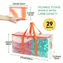 3pcs Extra Large 92L Heavy Duty Clear Moving Bags with Fixed Shoulder Strap Zipper Closure Foldable Water and Stain Resistant Stylish Storage Tote Bag Perfect for Going Out
