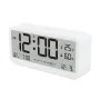 Despertador digital inteligente LCD com visor grande, termômetro, higrômetro, base antiderrapante, luz noturna, operado por bateria, design seguro com cantos arredondados para escritório doméstico e quarto