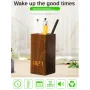 Creative Wooden Pen Holder Clock USB Voice Control Digital Pen Holder Alarm Clock LED Pencil Organizer with LED
