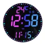Tuya APP Smart Wifi Wall Clock RGB Calendar Clock Living Room Digital Wall Clock App Intelligent Control Colorful LED Wall Calendar Clock Date Temperature Display
