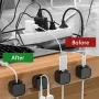 24pcs Magnetic Cable Holder Square Cable Organization Mini Magnetic Cable Clips Self-Adhesive Adjustable Cable Holder Wire Keepe Manager for Home Office Desktop