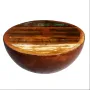 Unique Coffee Table Bowl-shaped with Steel Base Solid Reclaimed Wood Accent End Table
