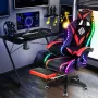 Hoffree Massage Gaming Stoel Voetsteun Draaibare Ergonomische Race Computer Bureaustoel Met LED Bluetooth Luidspreker