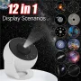LED Planetarium Galaxy Projector Lamp 12 Patterns 360 Degree Rotate LED Starry Sky Projector Bedroom Night Light for Kids Child Gift