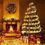 Festive Home Decor Ornament Christmas Tree Decoration Ribbon LED String Lights Christmas Tree Decoration Ribbon Led Light String Lights With Holiday Gift Box Bow Satin Copper Wire Lights