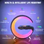 AGSIVO 4'ü 1 arada 15W Kablosuz Şarj Cihazı RGB Işıklı Çalar Saat bluetooth Hoparlör Uygulama Uzaktan Kumandası Qi özellikli Akıllı Telefon için iPhone 14 Pro Max için Samsung Galaxy S23 Ultra için Xiaomi 13