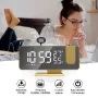 AGSIVO 7.4\ LED Digital Projection Alarm Clock With FM Radio / Rotating Projector / Mirror Surface / Temperature Display / Humidity Display / Snooze / External USB Charger