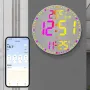 Tuya APP Smart Wifi Wall Clock RGB Calendar Clock Living Room Digital Wall Clock App Intelligent Control Colorful LED Wall Calendar Clock Date Temperature Display