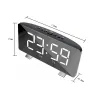 LED Mirror Digital Alarm Clock USB Charging Brightness Adjustable 10 Music Option Power off Memory Function