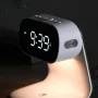 Portable Bedroom Touch Control Bedside Table Lamp Dimmable Digital Alarm Clock Wireless Charging Station for Bedroom, Bedside Office