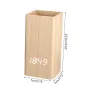 Creative Wooden Pen Holder Clock USB Voice Control Digital Pen Holder Alarm Clock LED Pencil Organizer with LED