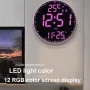 Tuya APP Smart Wifi Wall Clock RGB Calendar Clock Living Room Digital Wall Clock App Intelligent Control Colorful LED Wall Calendar Clock Date Temperature Display
