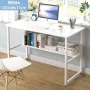 Office Computer Desk 43.3\ Large Desktop with Storage Rack for Home Office
