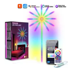Tuya 0.5M*10+1M*1 Festive Atmosphere Decorative Colorful Firework Lights LED Colorful Firework Sound Drum Meteor Explosion Starry Sky Full Color Lights With Christmas Decoration Atmosphere Lights