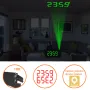 AGSIVO 8 Inch Projection Alarm Clock with 180° Rotatable Projector / FM Radio / Snooze / 3-Level Brightness Dimmer / Curved Clear LED Display / USB Charger For Bedroom Living Room