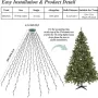 6.6 FT 16 Lines 400LED 8 Modes Christmas Tree Lights Decoration Tree Top Lights String Courtyard Garden Outdoor Waterproof Waterfall Lights LED Lights