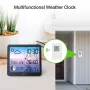 Temperature Humidity Sensor Indoor Outdoor Real Time Monitoring Weather Clock High Precision Hygrometer Thermometer Dual Power USB/Battery LCD Weather Forecast Clock