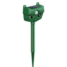 AGSIVO Solar Animal Repeller Ultrasonic Animal Repellent with PIR Motion Sensor and LED Flash Light For Cat / Mole / Dog / Squirrel / Deer / Fox