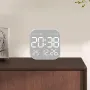 Metal Brushed Texture Digital Wall Clock Alarm Set Large Display Screen LED Alarm Clock Home Office Bedroom with Remote Control