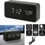 LED Electronic Wooden Alarm Clock Time Temperature Display USB + Battery Dual Power Supply Digital Alarm Clock LED Alarm Clock with Temperature Desk Clocks for Office Bedside Clock