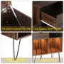 HOMMPA Record Player Stand with LED Light Large Record Player Table with Vinyl Record Storage Holder 31.8\ Tall Mid Century Turntable Stand for Living Room Table with Drawer Flap Open Storage