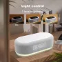 4-In-1 Desktop Clock USB Wireless Charging Night Light Thermometer Alarm Clock Wireless Charger Pad Stand Alarm Bedroom Lamp Night Light Desk Clock Temperature Thermometer Fast Charging Dock Station