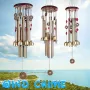 Carillon éolien en alliage de cuivre antirouille à tubes multiples en bois massif et bronze