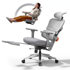 NEWTRAL NT002 Ayak Destekli Ergonomik Ofis Koltuğu Benzersiz Ayarlanabilir Bel Destekli Yüksek Sırtlı Masa Koltuğu Sırtlık Oturma Derinliği Ayarı Eğim Fonksiyonu 4D Kol Dayanaklı Yatar Koltuk Ev Ofisi için